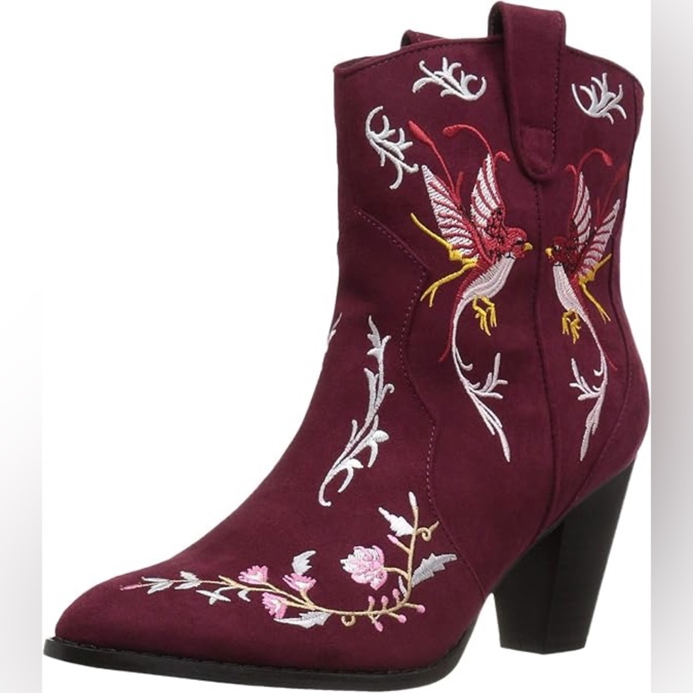 Penny Loves Kenny NWOT Embroidered Burgundy Western Boots 10W